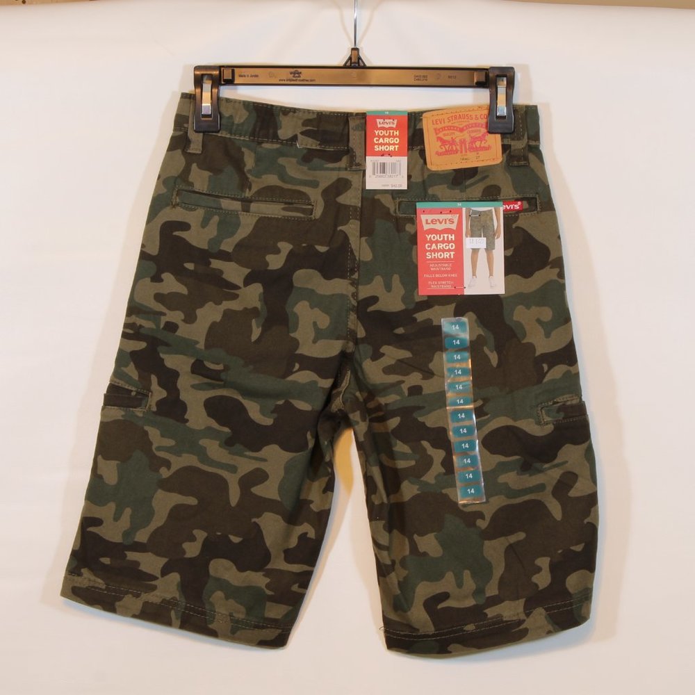 Levi's Youth Green Camouflauge Cargo Shorts Boys Size 14 - Picture 4 of 6